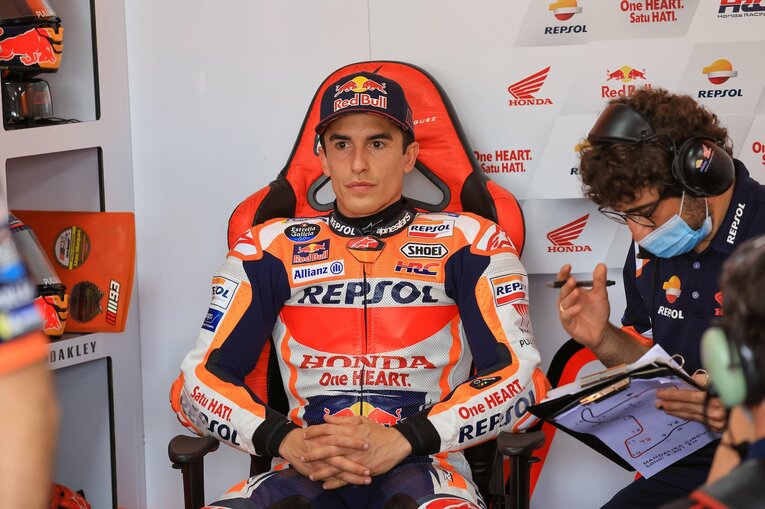 次戦以降の出場が危ぶまれるマルケス　photograph by Satoshi Endo