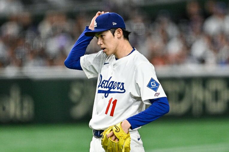 3回を投げて5四球と制球に苦しんだ佐々木朗希のメジャー初登板。解説者の目にはどう映っていたのか ／ photograph by Nanae Suzuki