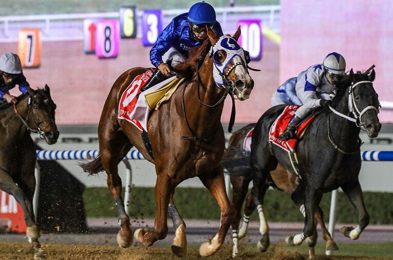 昨年のドバイワールドカップでは2着に好走したチュウワウィザード（右）。今年も川田将雅の手綱さばきに注目が集まる ／ photograph by AFLO