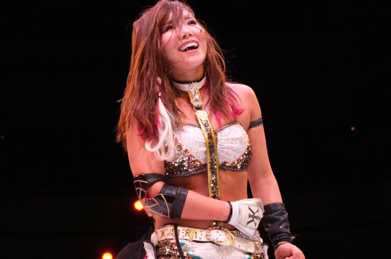 スターダムの両国2連戦でスターライト・キッドらを相手に、抜群の存在感を放ったKAIRI ／ photograph by Norihiro Hashimoto