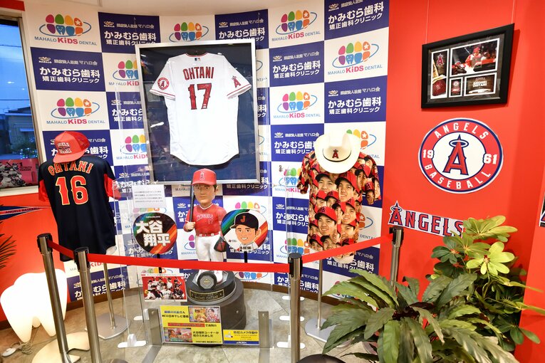 かみむら矯正歯科クリニックの待合室の展示スペースの一角　©Takashi Shimizu