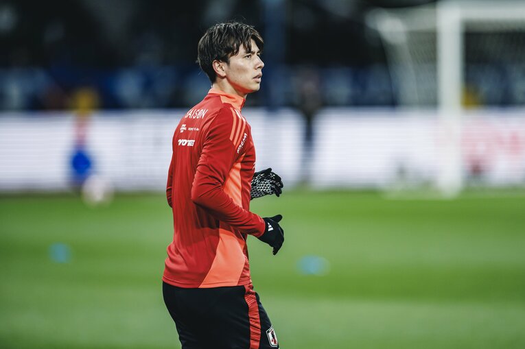 試合前の田中碧　©Kiichi Matsumoto/JMPA