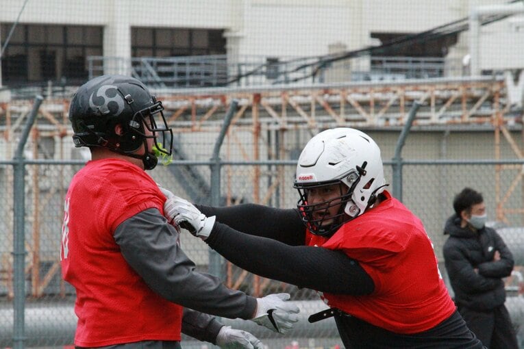 1月、全日本選抜の公開練習での花田（3／4枚） ©Hiroshi Ichino
