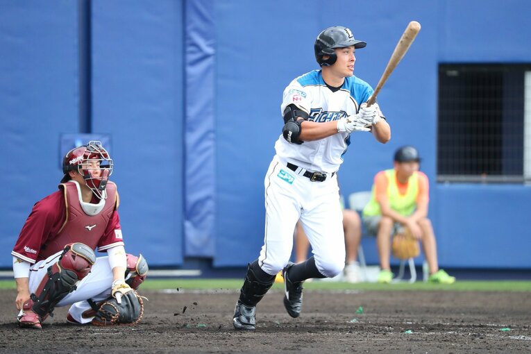 2018年ドラフトで育成1位指名を受けた海老原　©︎Hokkaido Nippon-Ham Fighters