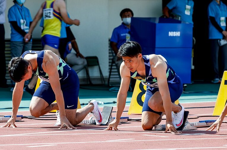 9秒95の日本新をマークした山縣亮太 ／ photograph by Kiichi Matsumoto