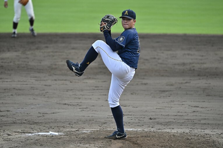 競合必至と言われる最速159キロ右腕の愛知工大・中村優斗　©︎Hideki Sugiyama