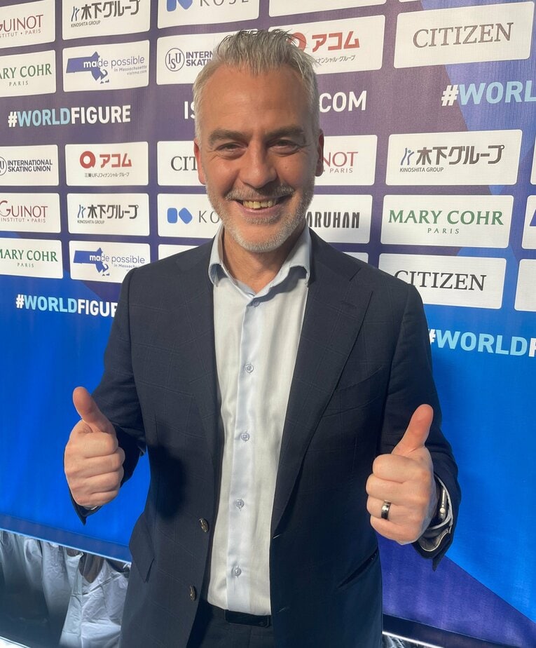 りくりゅうを支えてきたブルーノ・マルコットコーチ　©Akiko Tamura