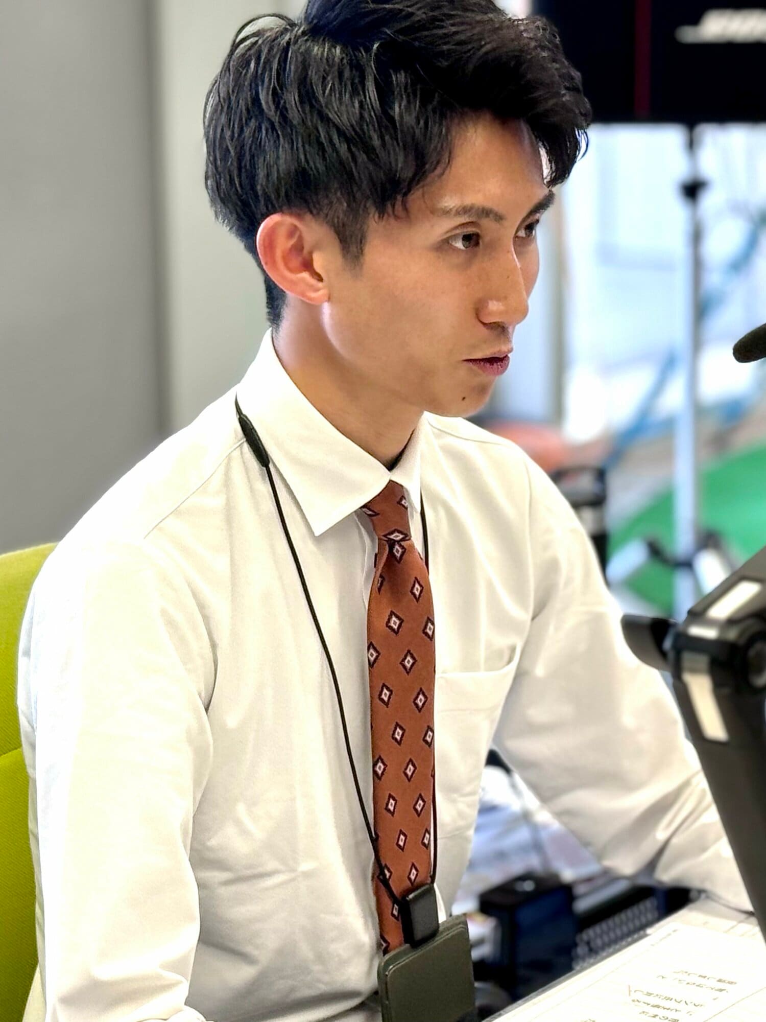 アナウンサーとして箱根を実況するという夢が早くも一部実現した田中さん　©FBC福井放送