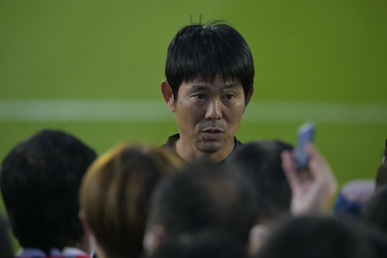 コスタリカ戦翌日、森保監督は取材に応じる　©Koki Nagahama/JMPA