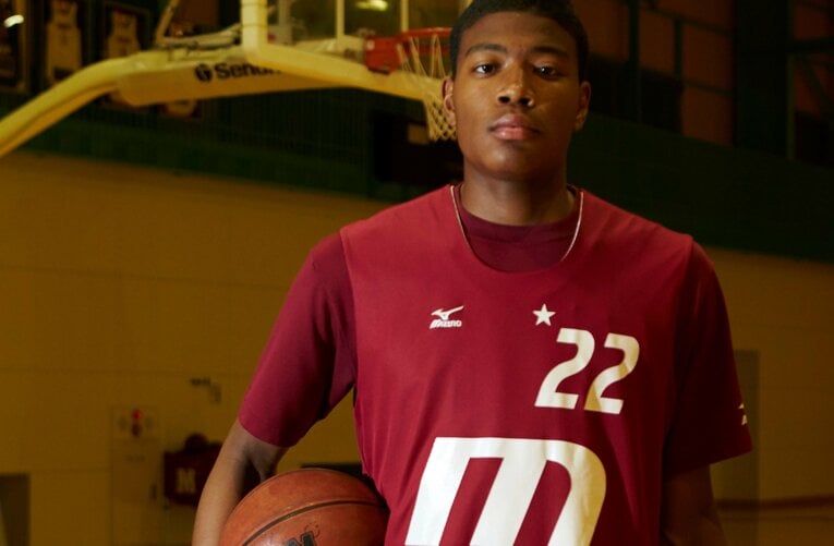 明成高校時代の八村塁　©Tadashi Shirasawa