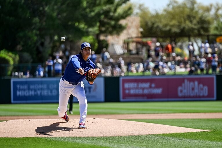 【Number現地撮影：大谷翔平の愛される日々】ドジャース再合流後の試合での大谷（写真は右に続きます）　©Nanae Suzuki