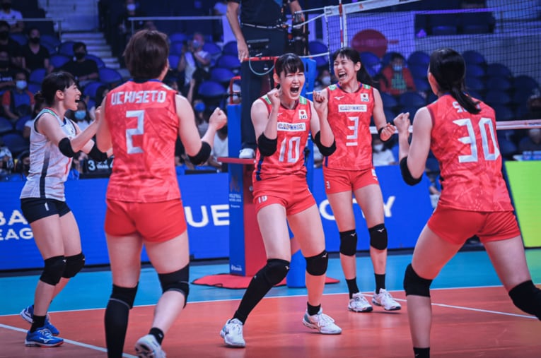 今大会で好調をキープするアウトサイドヒッター井上愛里沙（10番） ©FIVB
