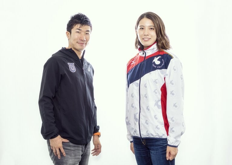 東洋大学時代の桐生祥秀と大橋悠依（2017年）©︎Takuya Sugiyama