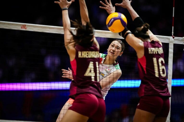 佐藤淑乃（VNLタイ戦）　©︎Volleyball World