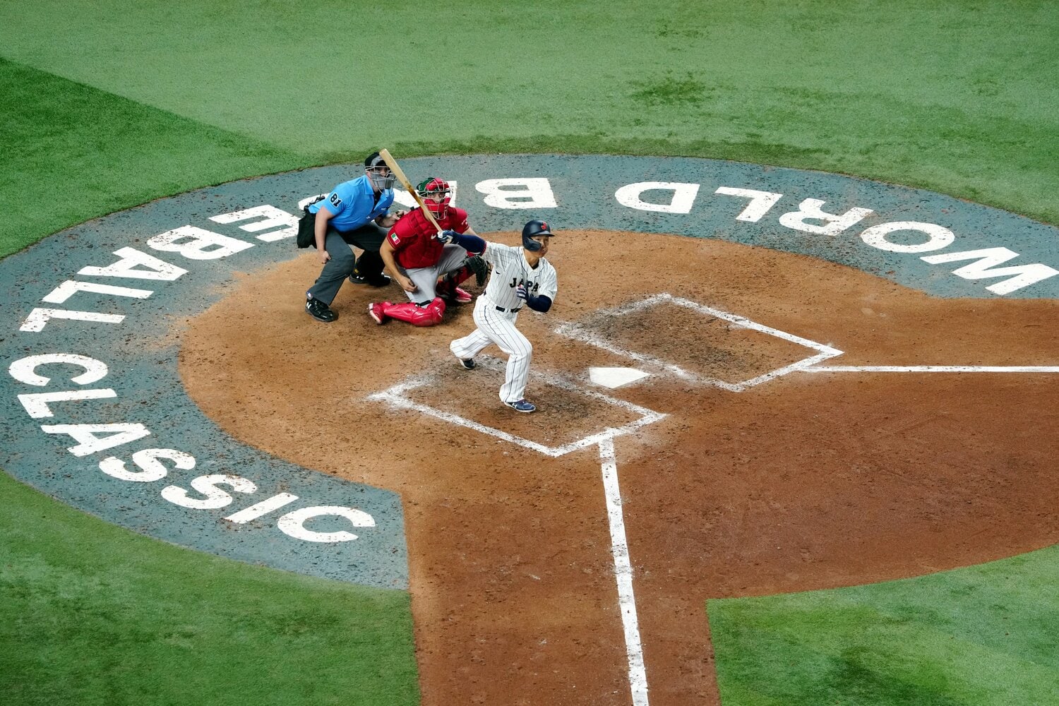 2023年WBC準決勝メキシコ戦、7回に同点3ランを放った吉田正尚　©︎Rob Tringali/WBCI/MLB Photos via Getty Images
