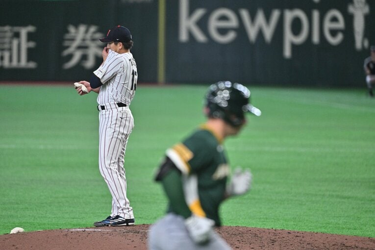オーストラリア戦で一発を浴びて渋い表情の大勢　©Hideki Sugiyama