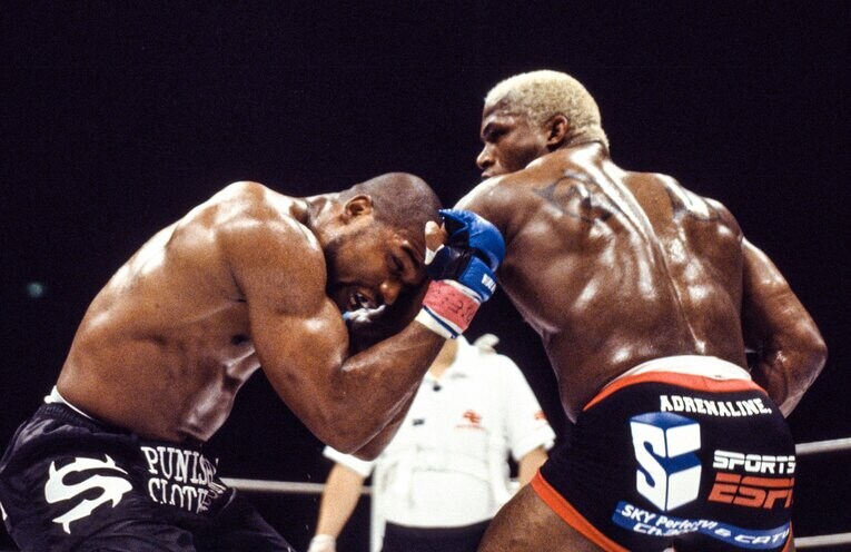 2003年3月、『PRIDE.25』でクイントン・“ランペイジ”・ジャクソンと対戦　©Susumu Nagao