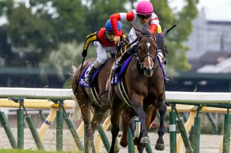 5月8日のNHKマイルカップ（GI）にてハイレベルな競り合いを制しGI初戴冠となったダノンスコーピオン。鞍上は川田将雅 ／ photograph by Photostud