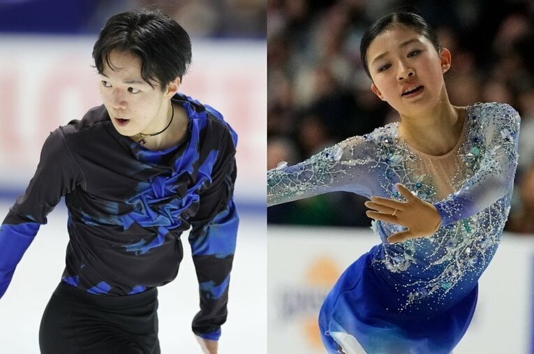 左）鍵山優真、右）千葉百音 ／ photograph by JIJI PRESS