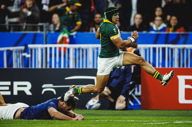 今季からサンゴリアスでプレーするWTBチェスリン・コルビの高速トライ（2/6枚）　　©︎Kiichi Matsumoto