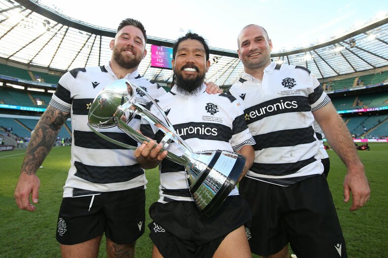 ロビー・ディーンズが指揮したバーバリアンズの一員として、現役最後の試合に出場した堀江翔太　©︎Getty Images