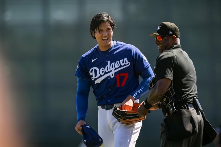 【Number現地撮影：大谷翔平の愛される日々】ドジャース再合流後の試合での大谷（写真は右に続きます）　©Nanae Suzuki