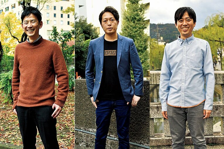 2009年の箱根駅伝に33年ぶりに出場した青山学院大学の（左から）荒井輔、先崎祐也、宇野純也（2019年撮影）　©Satoshi Wada