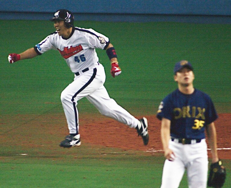 近鉄移籍後の「代打逆転サヨナラ満塁優勝決定本塁打」で有名な北川。思い切りの良さは阪神二軍時代に培われた？　©JIJI PRESS