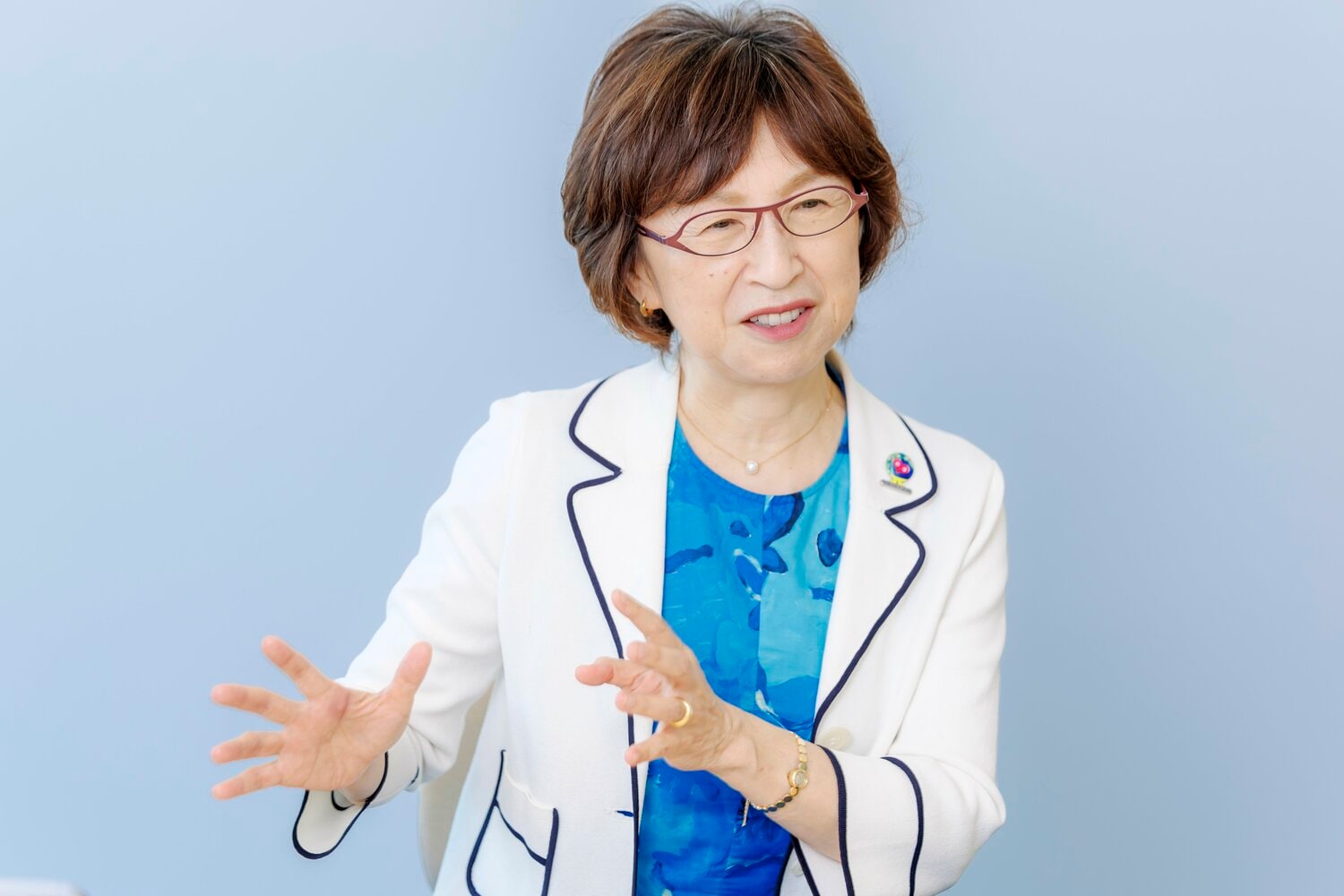 身振りを交えて話す南場オーナー ©Kiichi Matsumoto