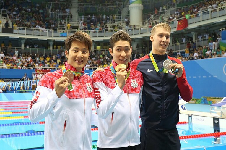 リオ五輪の400メートル個人メドレーで金、銅メダルを獲得した萩野と瀬戸は山口と同い年。まさに黄金世代だった　©JMPA