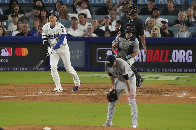 ヤンキース戦での1試合2本塁打。被弾した投手フリードはガックリ　©AP/AFLO