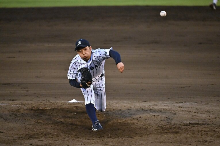 侍ジャパン大学生代表の選考合宿でも好投した渡邉　©Hideki Sugiyama