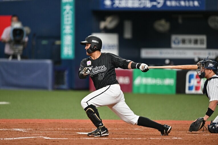 昨季はチーム最多の16本塁打を放ったロッテ山口航輝　©Hideki Sugiyama