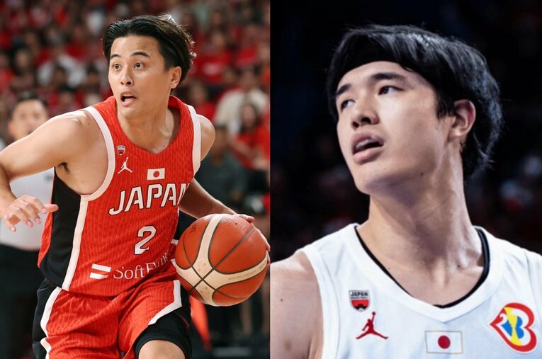 千葉ジェッツの富樫勇樹（左）は、自軍のプレーオフには渡邊雄太を招待するなどかねてより親交を温めていた ／ photograph by (L)JIJI PRESS、(R)FIBA