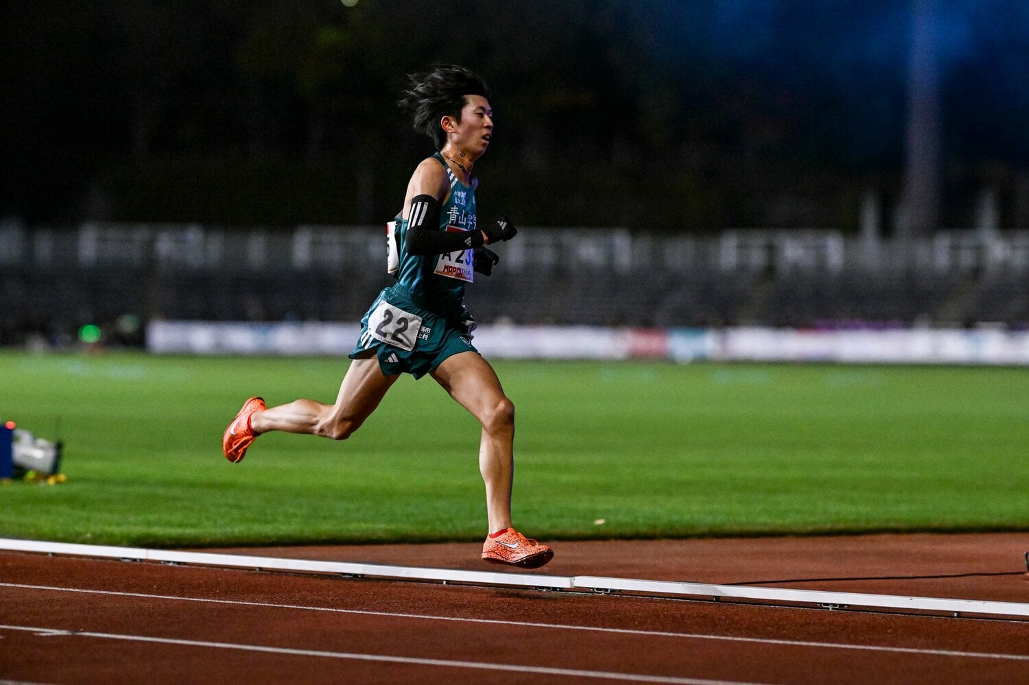 青学大・上野山拳士朗（1年、和歌山北）。来年の5区候補の1人と見られる（写真は昨年11月のMARCH対抗戦）　©Nanae Suzuki