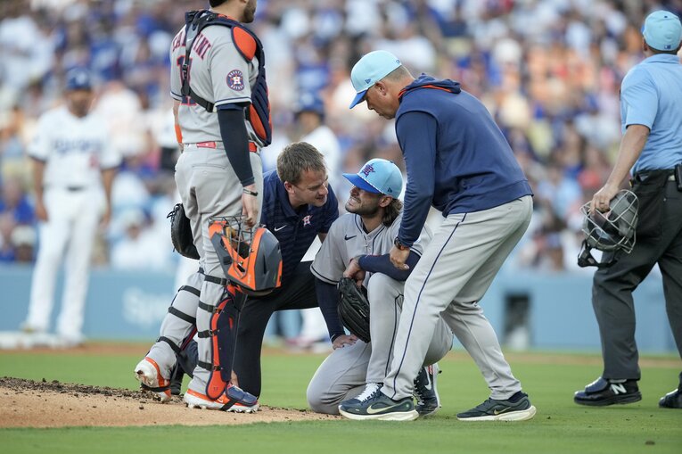 大谷の打球を浴びたマクラーズは悶絶　©Getty Images