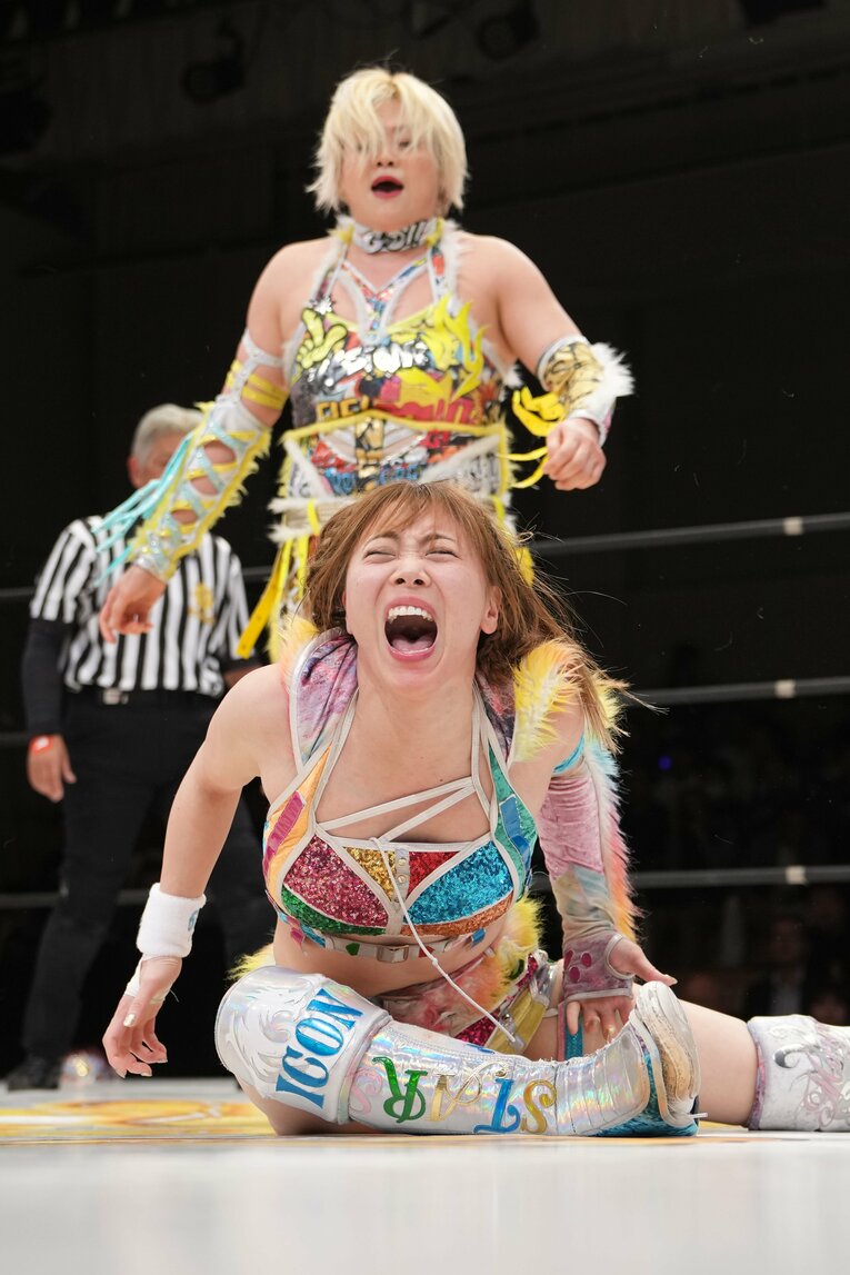 痛さに耐える岩谷麻優　©Masashi Hara