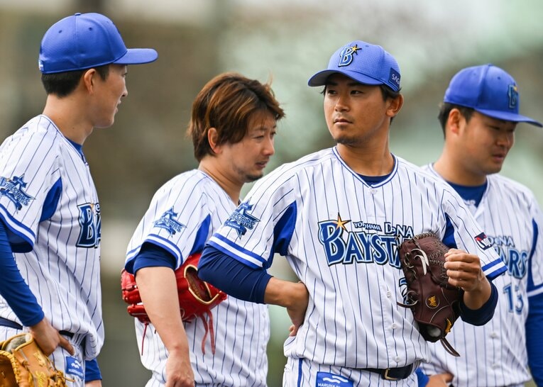 （左から）大貫、三嶋、今永、伊勢　©Nanae Suzuki