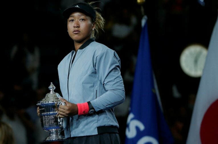 幼いときからの憧れ“セリーナ”に勝って、グランドスラムを勝ち取った大坂なおみ。 ／ photograph by Getty Images