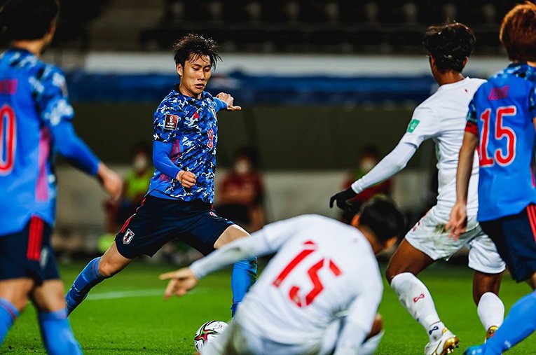 5月28日のミャンマー戦で10－0の大勝に大きく貢献した鎌田 ／ photograph by Kiichi Matsumoto