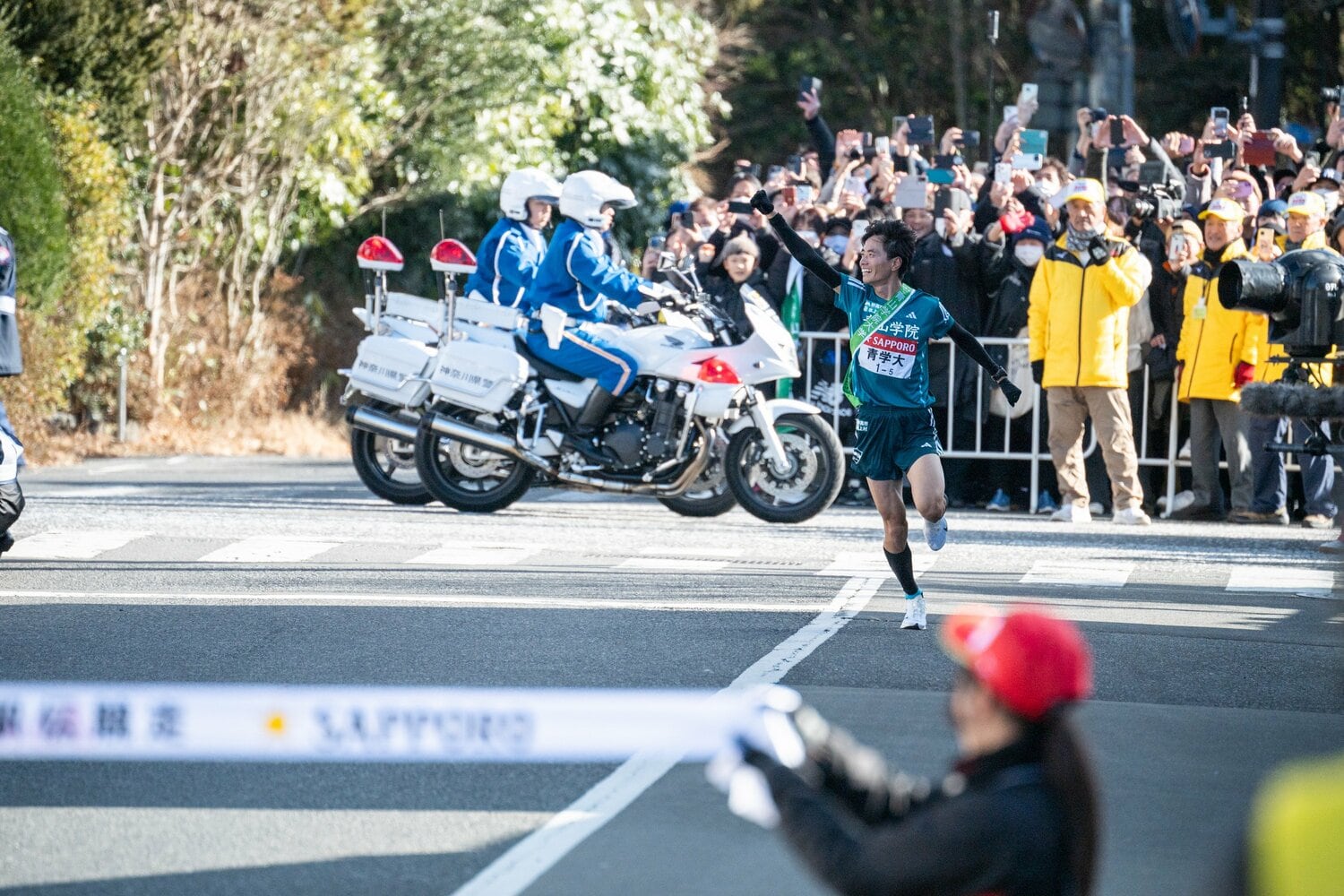 結局、勝つ…青学大の5区、若林宏樹も区間新で往路優勝を飾った ©Nanae Suzuki