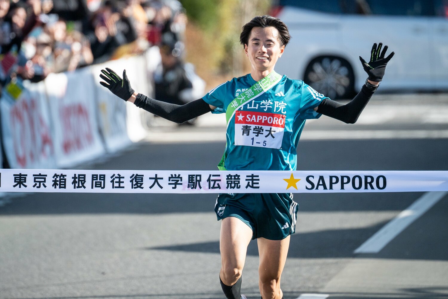 5区を区間新記録で走り、有終の美を飾った青学大の若林　©︎Nanae Suzuki