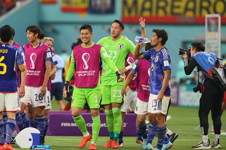 スペイン戦後、嬉しそうな川島　©Kaoru Watanabe／JMPA