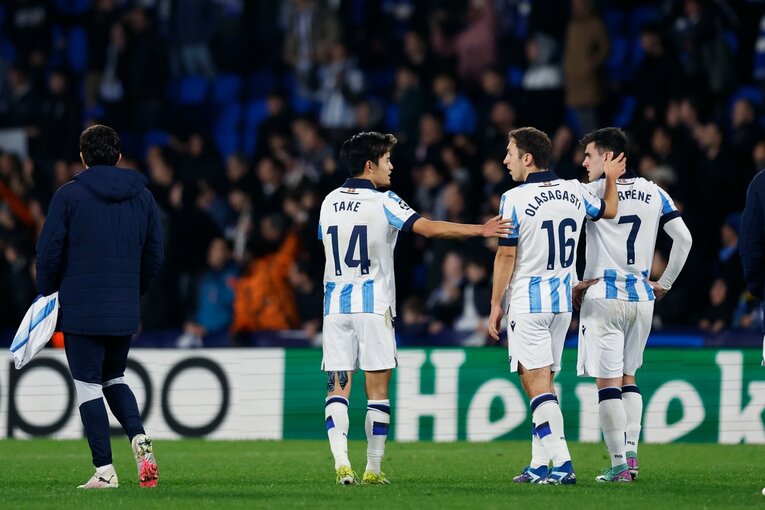 オラサガスティに“なんで直接シュートを打たなかったんだ！”とパスを送った久保が……　©Daisuke Nakashima