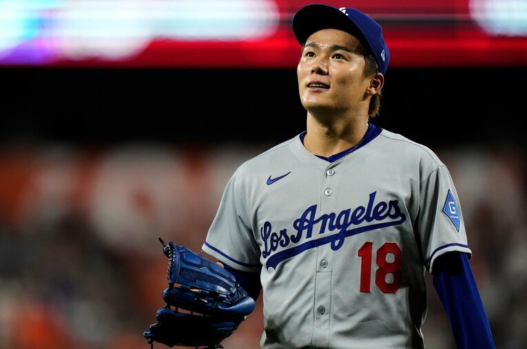 ノーヒッター達成目前でホームランを浴びたドジャース山本由伸（27歳）。語り継がれる名勝負となった　©AP/AFLO