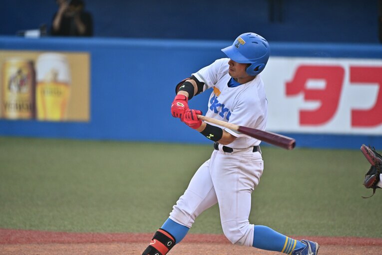 東大のドラフト候補・阿久津怜央。大学2年でアメフトから転部した異色の経歴を持つ　©Hideki Sugiyama