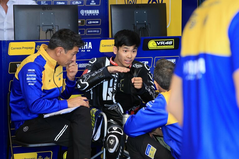 決勝翌日のバレンシアテストで初めてMoto2のマシンをテストする佐々木　©Satoshi Endo