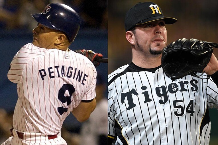 ヤクルトなどで活躍したペタジーニ（左）と阪神元エース・メッセンジャー（右） ／ photograph by R）BUNGEISHUNJU、L）Sankei Shimbun