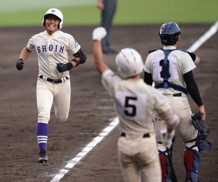 2017年の夏の甲子園。米子松陰は大阪桐蔭と1回戦で対戦し1-8で敗れた。写真は7回オモテに1点を返したシーン　©Sankei Shimbun