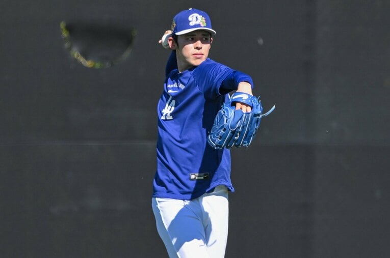 オープン戦では2回8四死球を記録するなど乱調が続くドジャースの佐々木朗希。現地メディアも調整の遅れを不安視するが、果たして ／ photograph by Nanae Suzuki